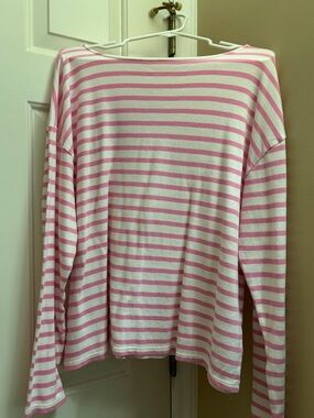 crown & ivy Pink and White Striped Long Sleeve Tunic